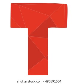 T red alphabet vector letter isolated on white background