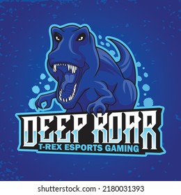 T Rex is angry and roars in blue