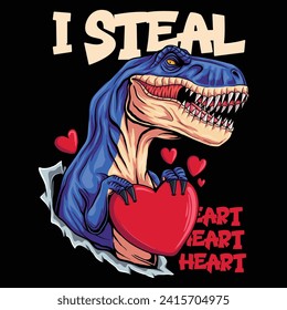 T rex break through valentine vector illustration for your company or brand