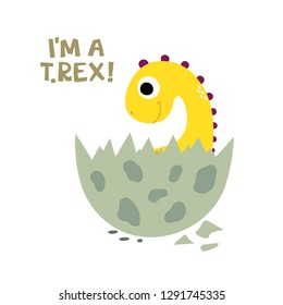 I'm A T. Rex! Cute Dinosaur Vector Illustration.