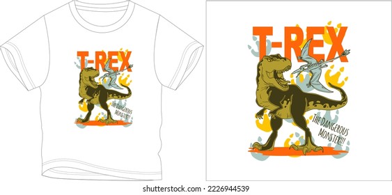 t rex dino t shirt graphic design vector illustration digital file