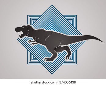 T rex dinosaur designed on line square background graphic vector