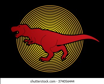 T rex dinosaur designed on circle light background graphic vector