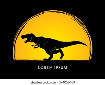 T rex dinosaur designed on  moonlight graphic vector