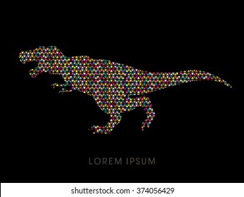 T rex dinosaur designed using colorful triangle mosaic graphic vector