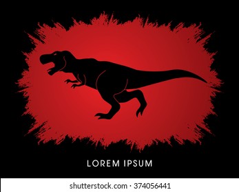 T rex dinosaur designed using red grunge brush graphic vector