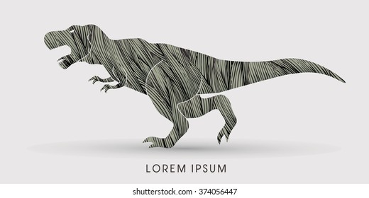 T rex dinosaur designed using black grunge brush graphic vector