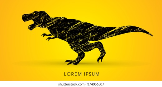 T rex dinosaur designed using black grunge brush graphic vector