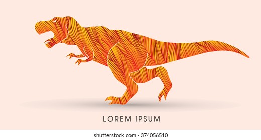 T rex dinosaur designed using red grunge brush graphic vector