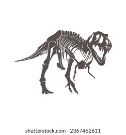 T rex Dinosaurierskelett negative Raum Silhouette Illustration. Prähistorische Kreaturenknochen. Gefährlicher alter Raubtier. Tyrannosaurus Fossiliendesign-Element