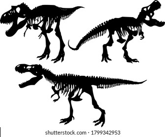 T rex dinosaur skeleton silhouette illustration design art