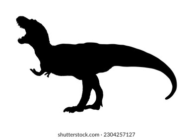 T Rex dinosaur vector silhouette illustration isolated on white background. Dinosaurs symbol. Jurassic era. Dino sign. T Rex shape, Tyrannosaurus shadow. svg