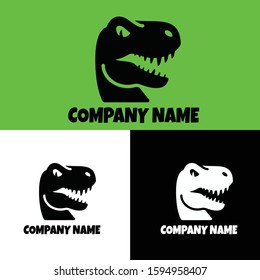 t rex head logo design vector 