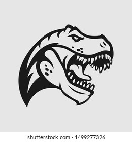 T  Rex Head Logo Gaming Esport In Black And White