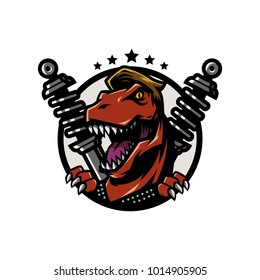 T Rex Head mascot rider logo illustration 