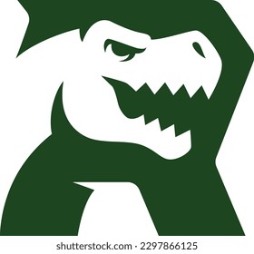 T Rex Head Roaring inside letter R