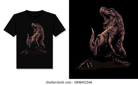 t rex illustration t shirt design