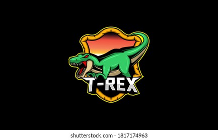 T Rex mascot logo illustration. Dinosaur emblem logo