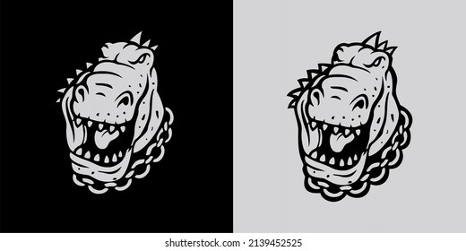 T rex mascot silhouette logo design, for team logos, gaming, esports.