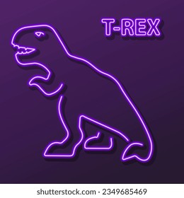 t rex neon sign, modern glowing banner design, colorful modern design trend on black background. Vector illustration.