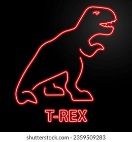 t rex neon sign, modern glowing banner design, colorful modern design trend on black background. Vector illustration.