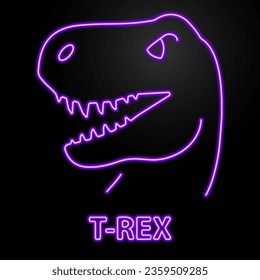 t rex neon sign, modern glowing banner design, colorful modern design trend on black background. Vector illustration.