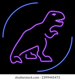 t rex neon sign, modern glowing banner design, colorful modern design trend on black background. Vector illustration.