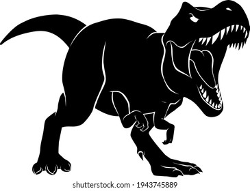 T rex pose silhouette icon, best vector art.