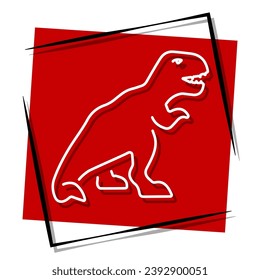 t rex red banner in frame. Vector illustration.