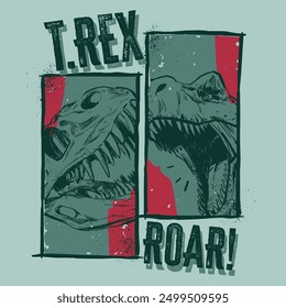 T- Rex Roar ! Graphic for T shirt and printing