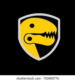 T Rex Shield Logo Vector Illustration Set Design