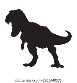 T rex silhouette isolated black in white background