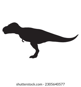 T rex silhouette isolated black in white background
