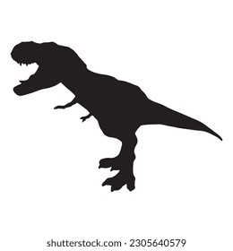 T rex silhouette isolated black in white background