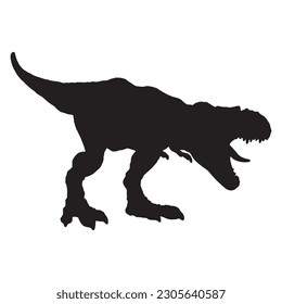 T rex silhouette isolated black in white background