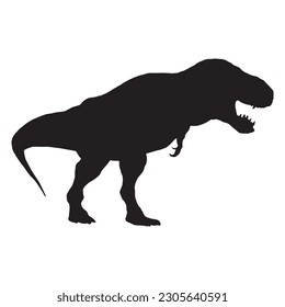T rex silhouette isolated black in white background