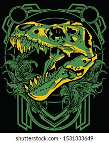 t rex skeleton fossil with sacred geometry