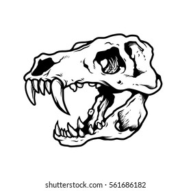 T Rex Skull Black And White Vector