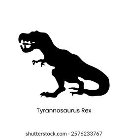 T Rex Tyrannosaurus Rex Silhouette. Flat icon vector illustration for your design graphic element.