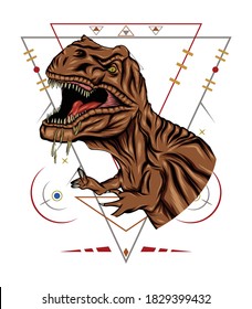 T rex vector illustration with sacred ornament.