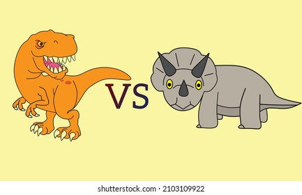 T Rex Versus Triceratops illustration.