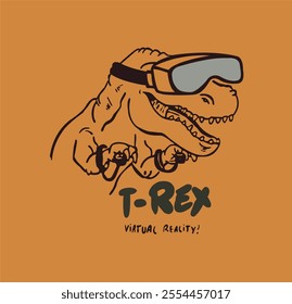 
t rex virtual reality t-shirt graphic design vector illustration 