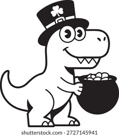T-Rex trägt einen St. Patrick's Day Hut T-Rex Dinosaurier Shamrock