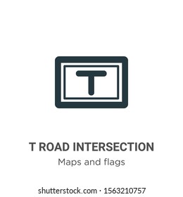 T road intersection vector icon on white background. Flat vector t road intersection icon symbol sign from modern maps and flags collection for mobile concept and web apps design.