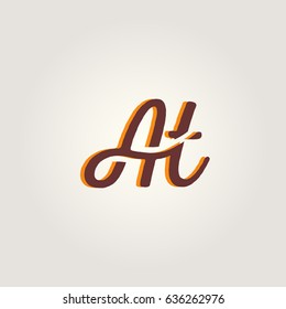 A t Running letter joint logo vector element