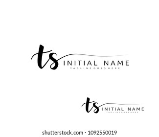 T S Initial handwriting logo vector. Hand lettering for designs.
