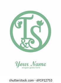 T S initial wedding decorative logo template