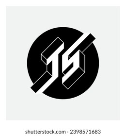 T and S - Monogram or logotype. Isometric 3d font for design. Three-dimension letters. T5. TS - 2-letter code or logo.