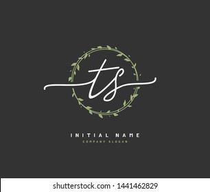 T S TS handwriting logo of initial signature, wedding, fashion, jewerly, boutique, floral and botanical with creative template for any company or business.

