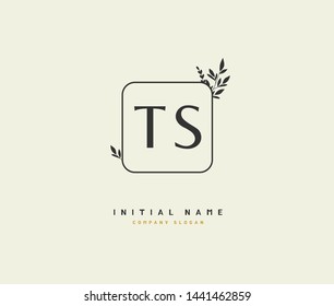 T S TS handwriting logo of initial signature, wedding, fashion, jewerly, boutique, floral and botanical with creative template for any company or business.
